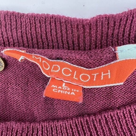 Modcloth Women's Knit The Mark Sweater Dress Bows Maroon Crew Neck Large - Picture 4 of 5